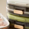 The transparent compartmented medicine box features multi-color tablets and a white and green double-lid box of the same style Application Scenario